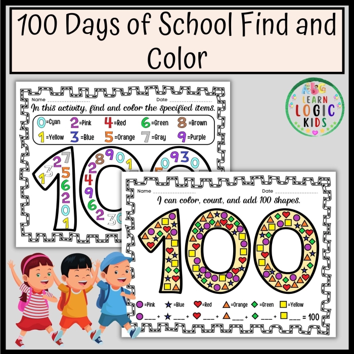 Colorful illustration of the 100th Day Counting Reader worksheet designed for kindergarteners. Engaging resource for practicing counting by ones and tens up to 100.
