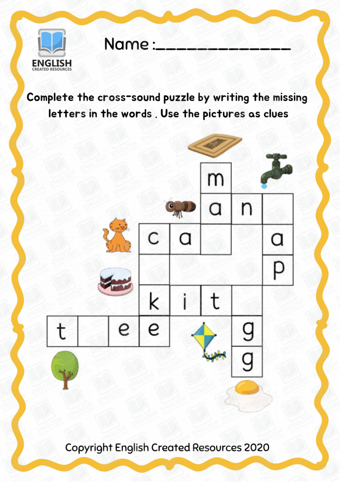 Engaging crossword puzzle for first graders to enhance vocabulary skills 1st Grade Vocabulary Crossword worksheet designed for phonics practice and spelling challenges