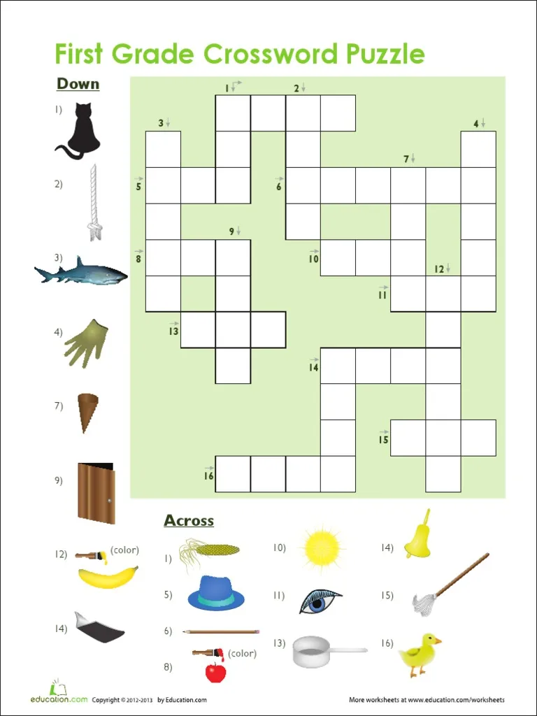 Engaging crossword puzzle for first graders to enhance spelling skills and vocabulary 1st Grade Vocabulary Crossword worksheet featuring phonics challenges for young learners