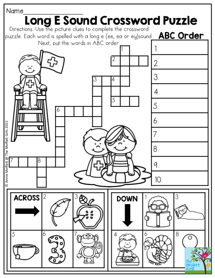 Engaging crossword puzzle for first graders to boost vocabulary and phonics skills 1st Grade Vocabulary Crossword worksheet designed to enhance spelling skills and introduce crossword puzzles