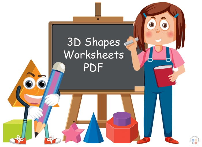 Worksheet for recognizing and naming 2-D and 3-D shapes for second graders