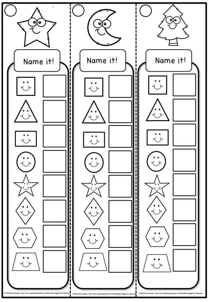Geometry worksheet showing 2-D shape attributes for elementary math review Second grade students comparing and identifying properties of common 2-D shapes including edges and vertices on a worksheet chart