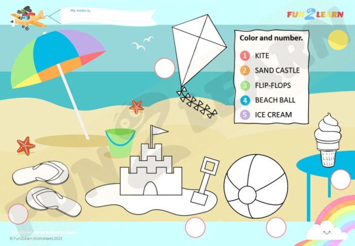 Measurement worksheet for Second Grade A colorful worksheet featuring number patterns on the beach for second graders to practice their math skills. Engaging Number Patterns on the Beach worksheet for enhancing measurement abilities in young learners.
