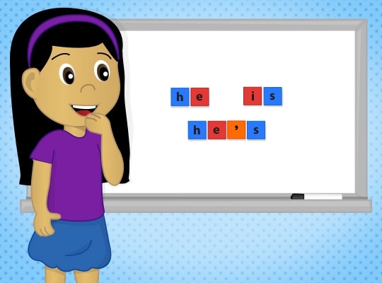 Engaging worksheet image for practicing contractions with children in geometry class Crystal Clear Contractions worksheet for second graders focusing on grammar skills