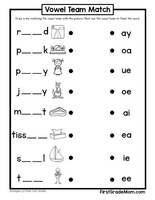 Vowel Team Review ea Worksheet 17 for Second Grade Reading Students Second grade worksheet featuring vowel team exercises for the long and short ea sounds