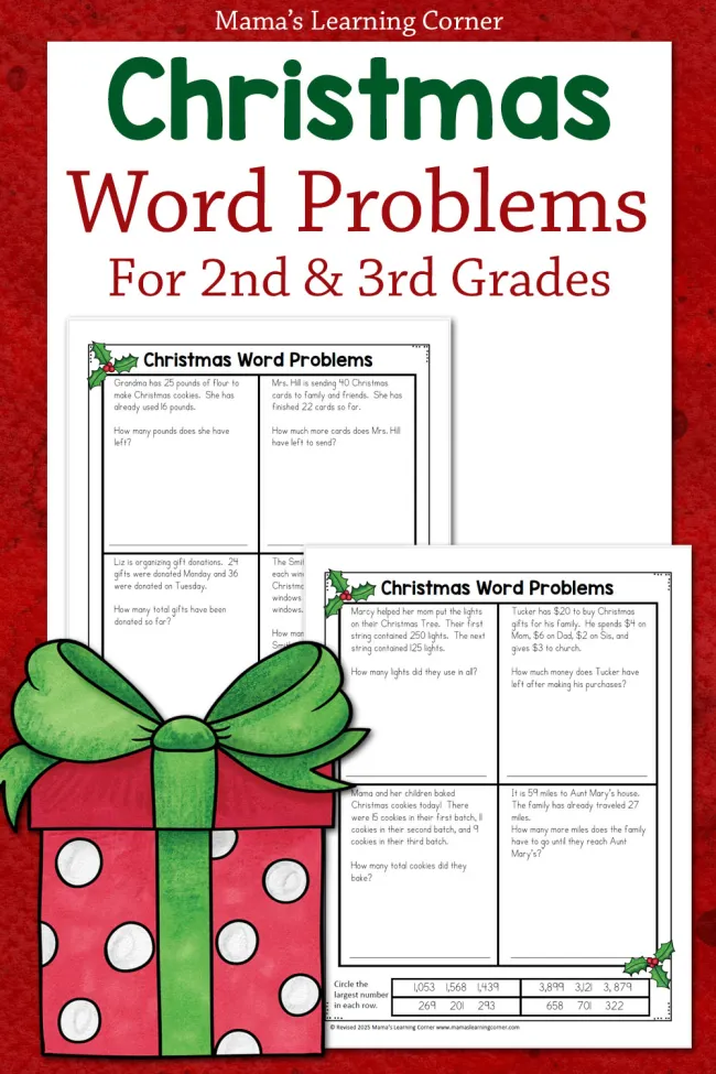 Second grade student solving colorful Easter-themed math word problems involving subtraction and addition