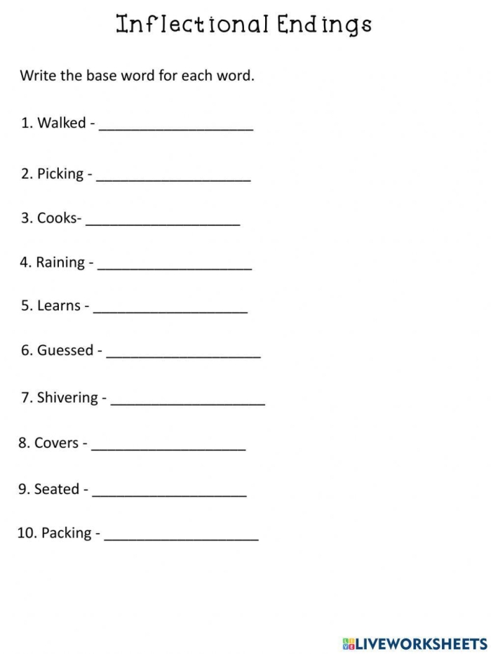 Second grade worksheet for practicing verb tenses with ed and ing endings