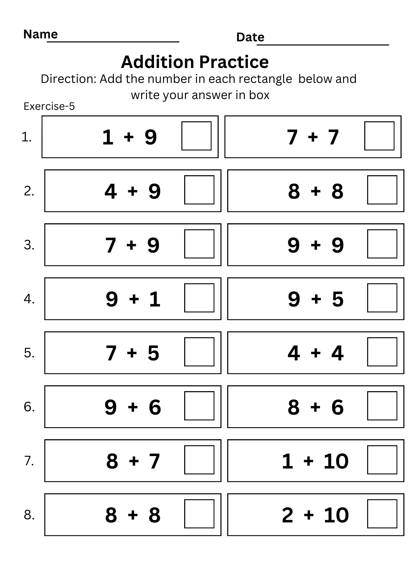 Two-digit addition and subtraction practice worksheet for second graders