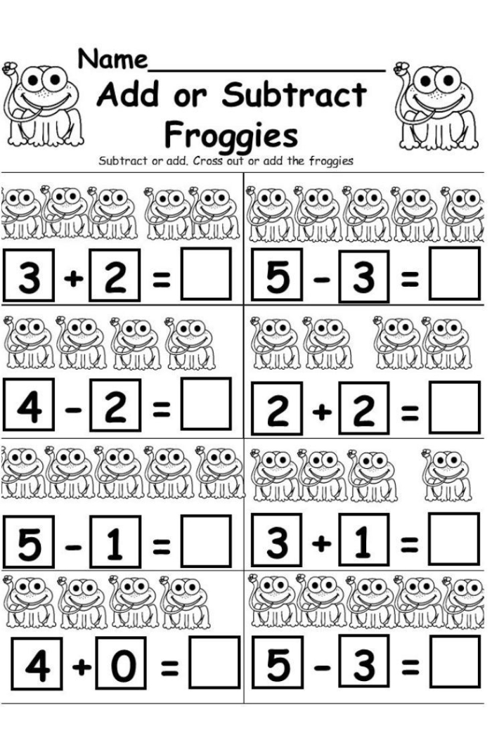 Second grade math worksheet featuring two-digit addition and subtraction problems for practice