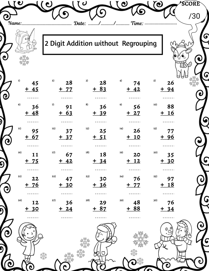 Addition and Subtraction Worksheet Twelve for Second Grade Math Practice Second grade student filling in bubbles on an addition and subtraction worksheet