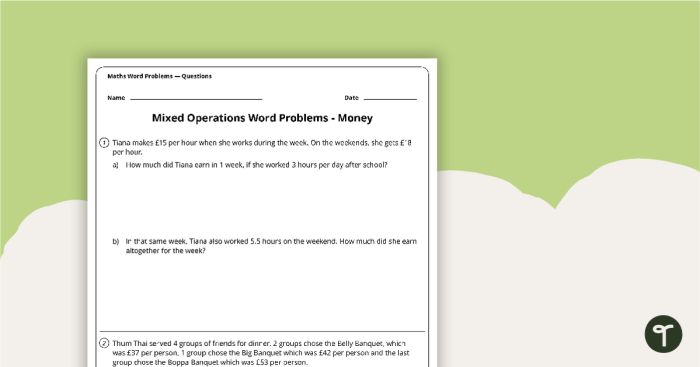 Mixed Operation Word Problem Check-in Worksheet for Grade 2 Students 13 Second grade math worksheet featuring mixed operation word problems for three-digit addition and subtraction assessment