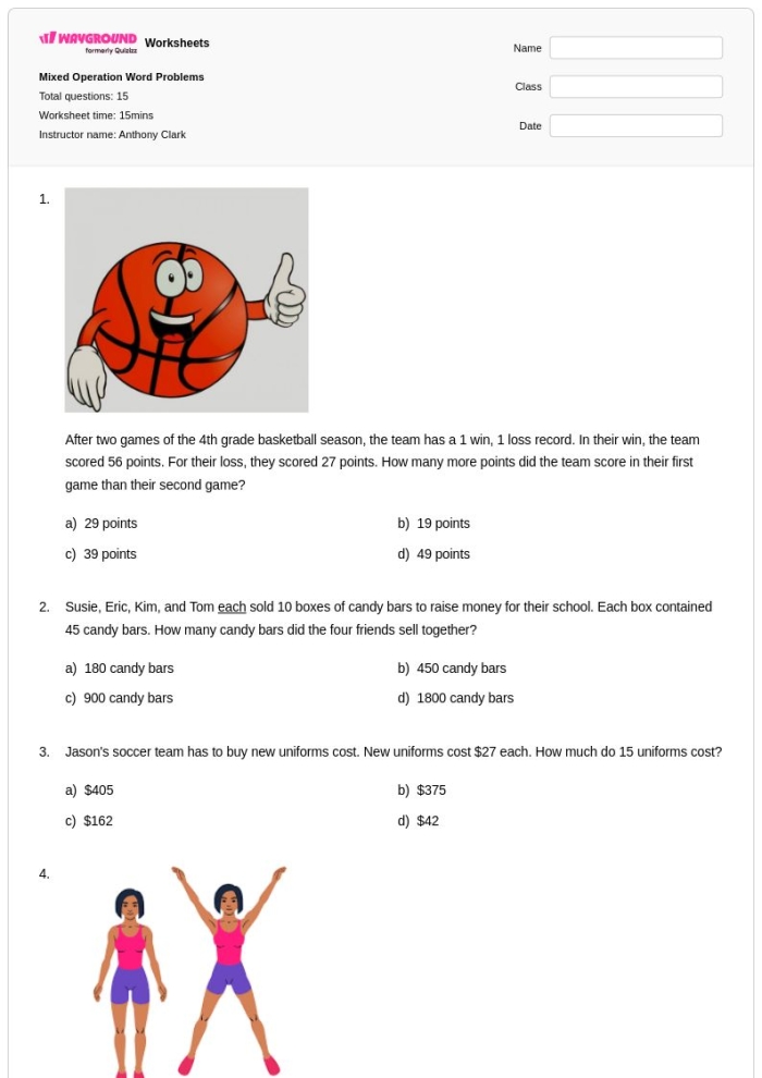 Mixed Operation Word Problem Check-in Assessment 22 Second grade students solving mixed addition and subtraction word problems with three-digit numbers on a classroom worksheet