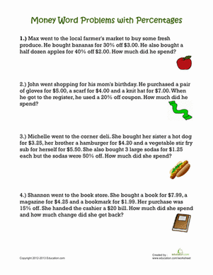 Second Grade Addition Worksheet: Money Math Word Problems Kids solving money math word problems in a worksheet designed for second graders