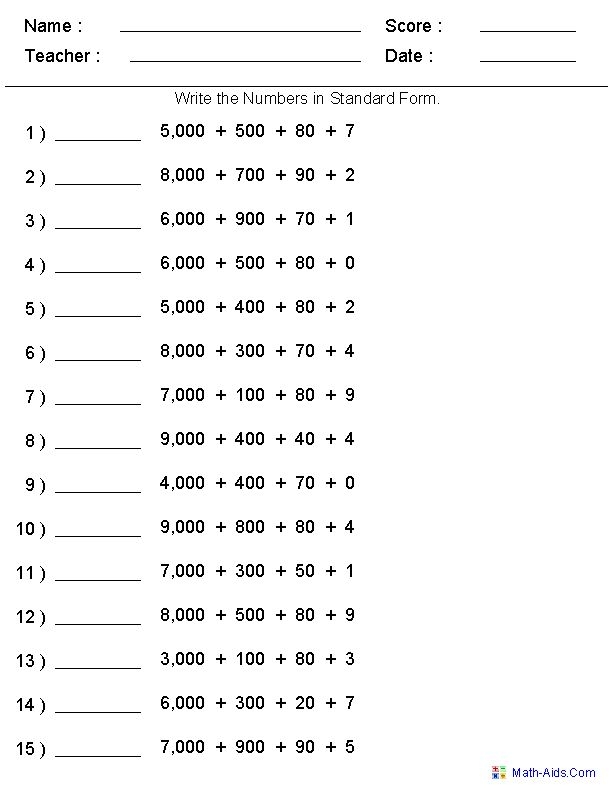 Geometry worksheet for Second Grade Place Value Test worksheet for second graders focusing on hundreds, tens, and ones places. Visual representation of a math test designed to reinforce place value understanding.