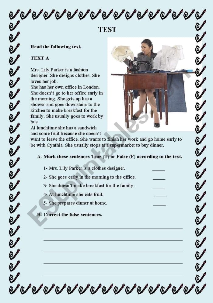 Second grade reading comprehension practice test worksheet with multiple choice questions