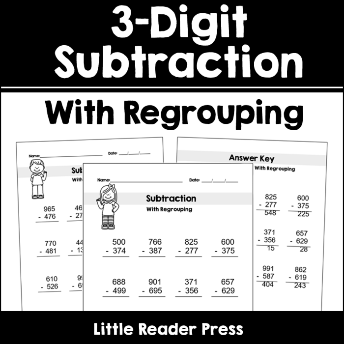 Three-Digit Subtraction with Regrouping Worksheet 21 Second grade math worksheet featuring subtraction problems with three-digit regrouping and bouncy ball illustrations