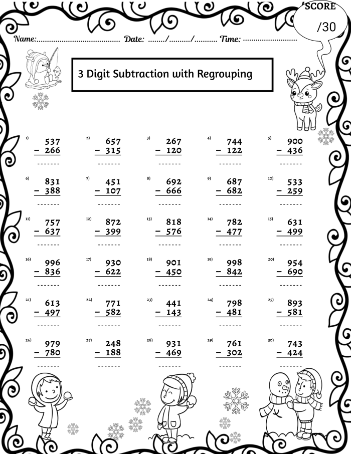 Triple Digits! 3-Digit Addition & Subtraction worksheet for grade 2 learning activities Worksheet featuring engaging 3-digit addition and subtraction problems for second graders