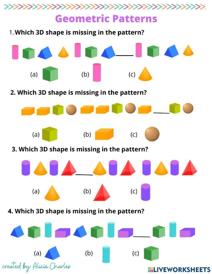 3D geometric shapes worksheet designed for first graders to explore shapes in their environment