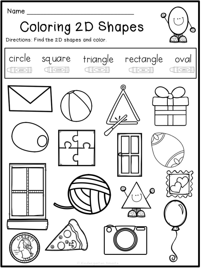 Worksheet showing 3-D shapes for students to label and describe their characteristics
