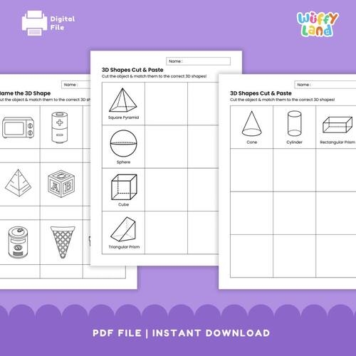 3D Shapes in Real Life Matching Activity for Young Learners Kindergarten student matching three dimensional shapes to everyday objects like balls and boxes