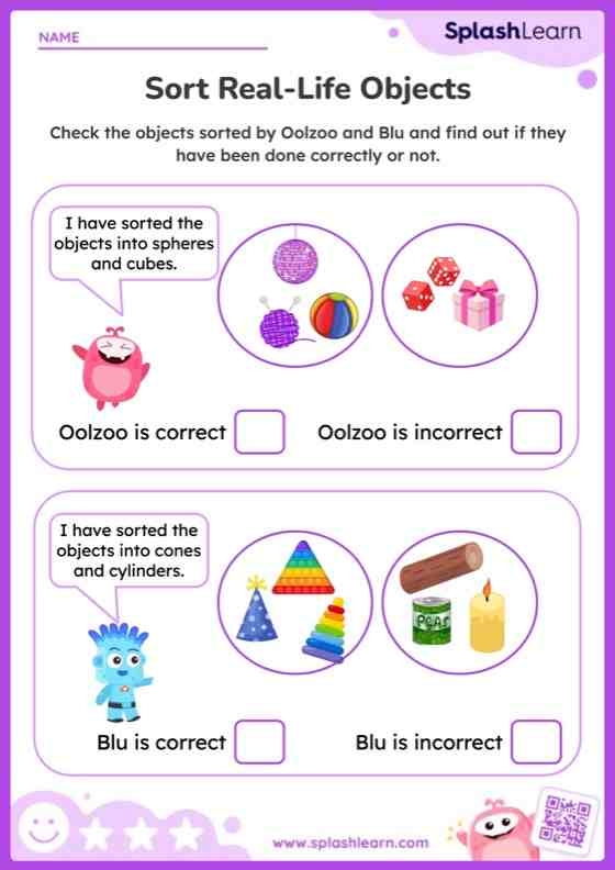 3D Shapes in Real Life Worksheet Number 24 for Kindergarteners Kindergarten worksheet helping children match 3D shapes to common objects found in real life