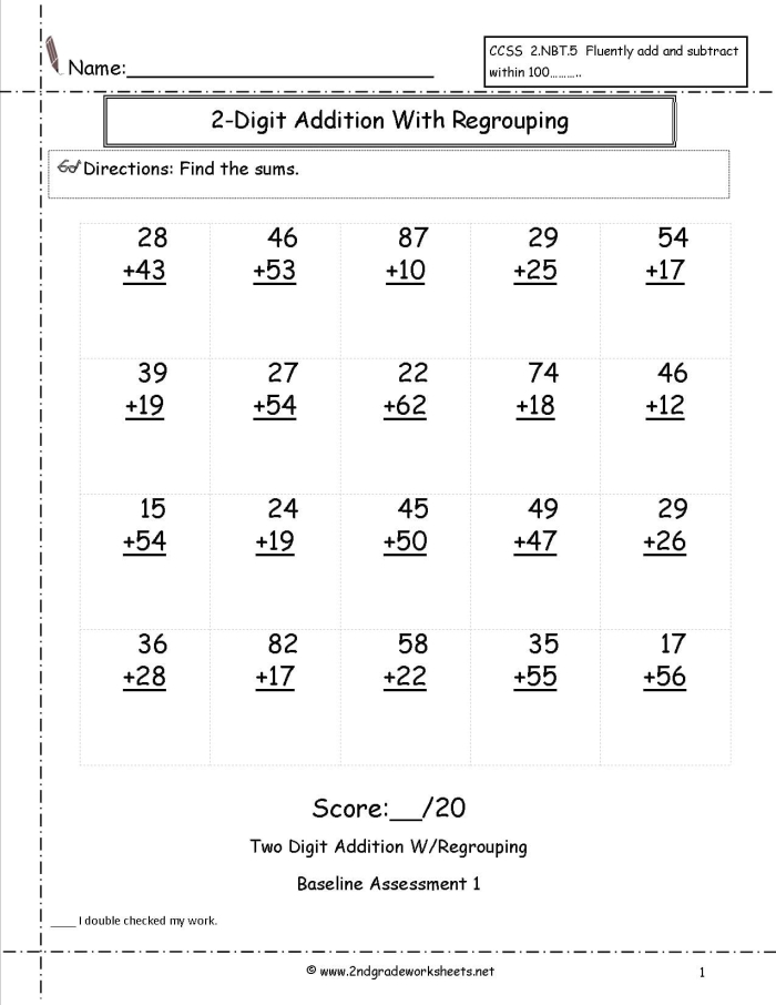 A third grade student solving three-digit addition problems with regrouping on a math worksheet