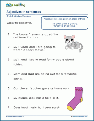 Worksheet for identifying adjectives in a fun baseball-themed context for third graders