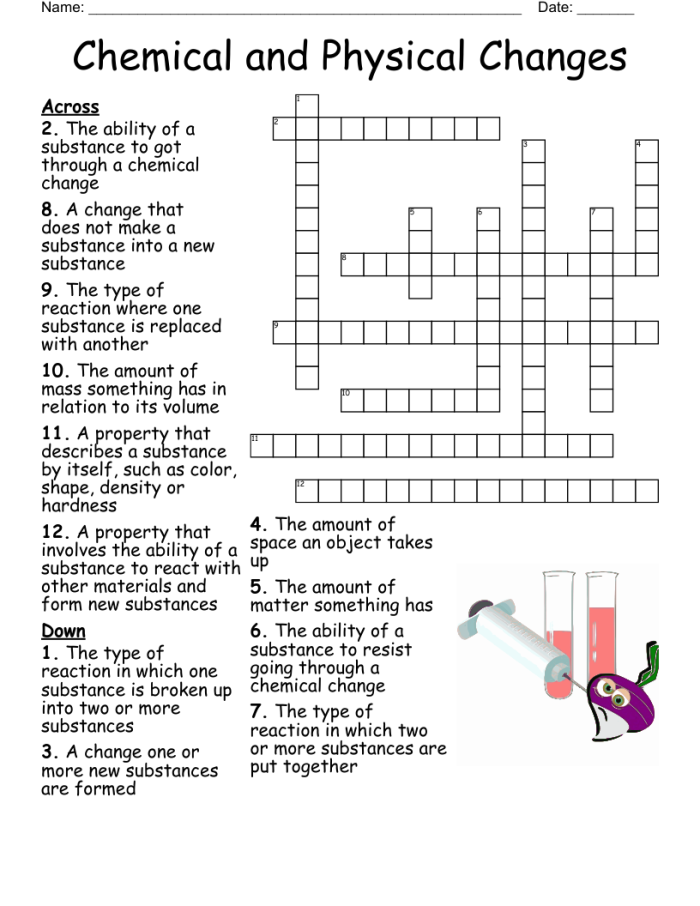 Chemical Versus Physical Reactions Learning Activity for Elementary Students Third grade science worksheet showing examples of chemical and physical reactions for students to identify and compare