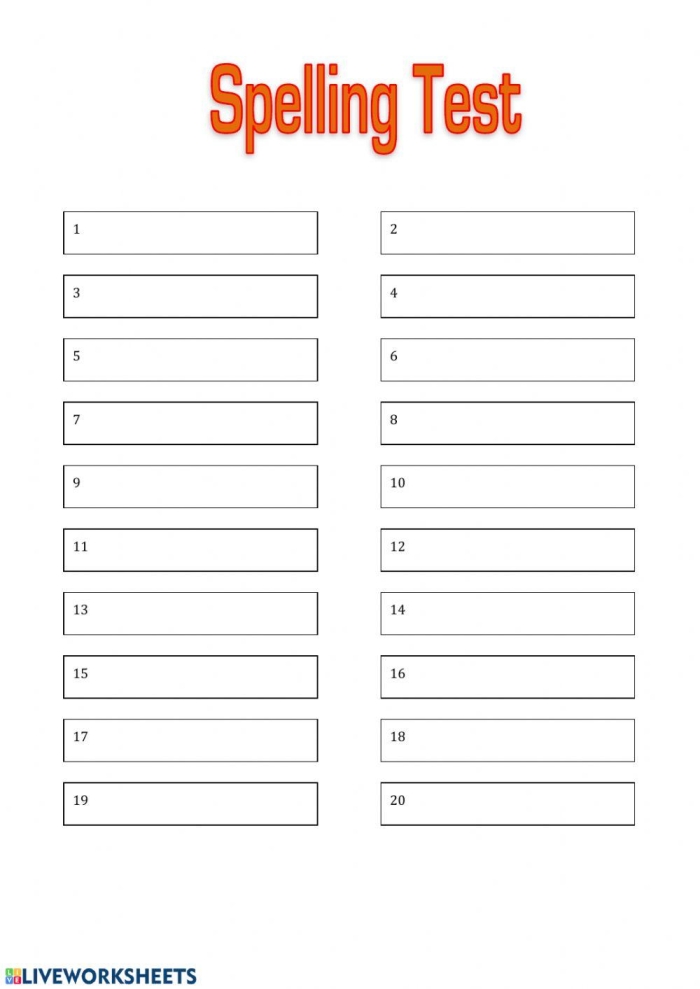 Worksheet featuring a spelling test focused on compound words for third graders 3rd Grade Compound Words Spelling Test worksheet for students to practice