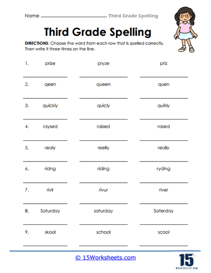 Spelling activity for third graders focusing on common compound words Worksheet featuring a 3rd grade spelling test on compound words for students