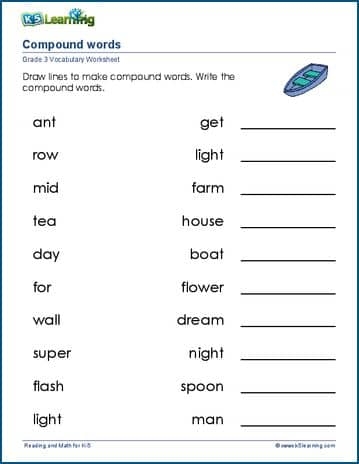 3rd Grade Spelling Test: Practice with Compound Words Worksheet Worksheet featuring a 3rd Grade spelling test on compound words