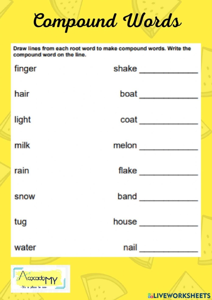 Spelling activity sheet for practicing common compound words in third grade Worksheet for 3rd Grade spelling test focusing on compound words