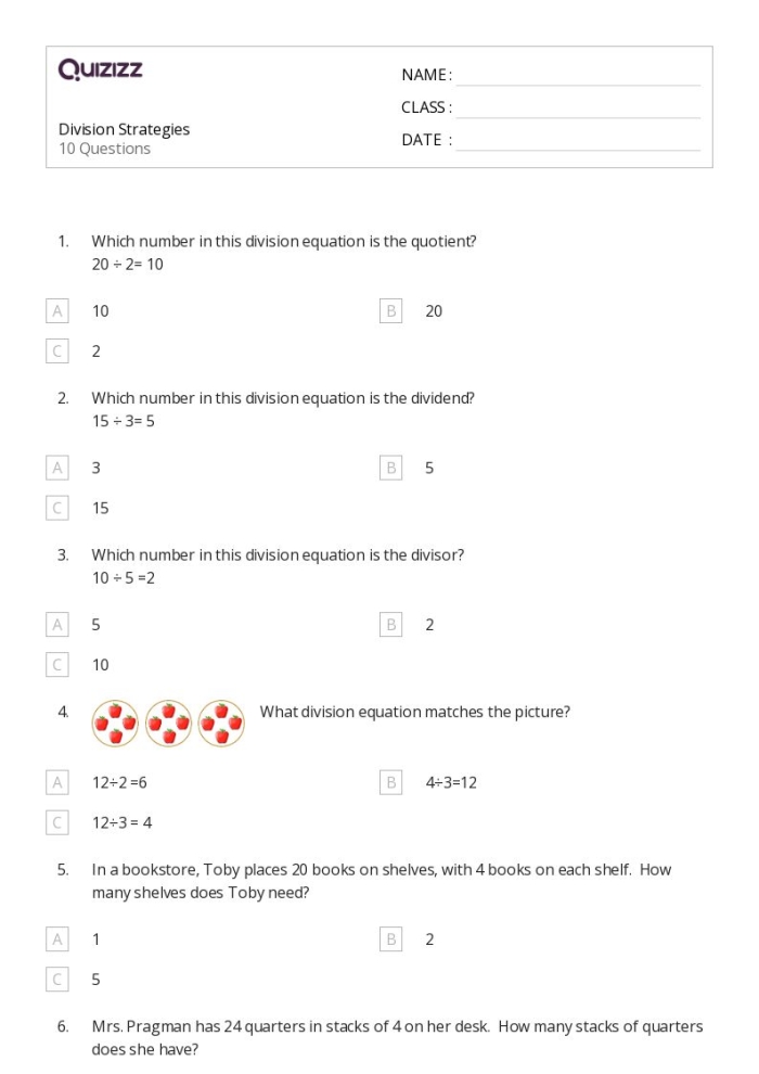 Third grade division key terms and strategies educational mini-poster for math students