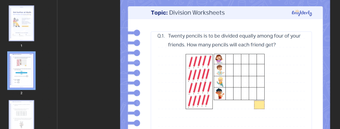 Third grade students solving division problems with colorful donuts in a fun math worksheet activity
