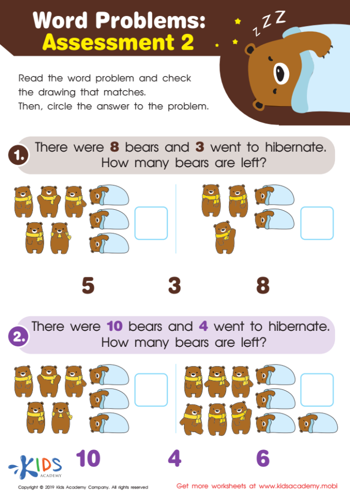 Third grade English Language Arts worksheet featuring various word problems for student assessment