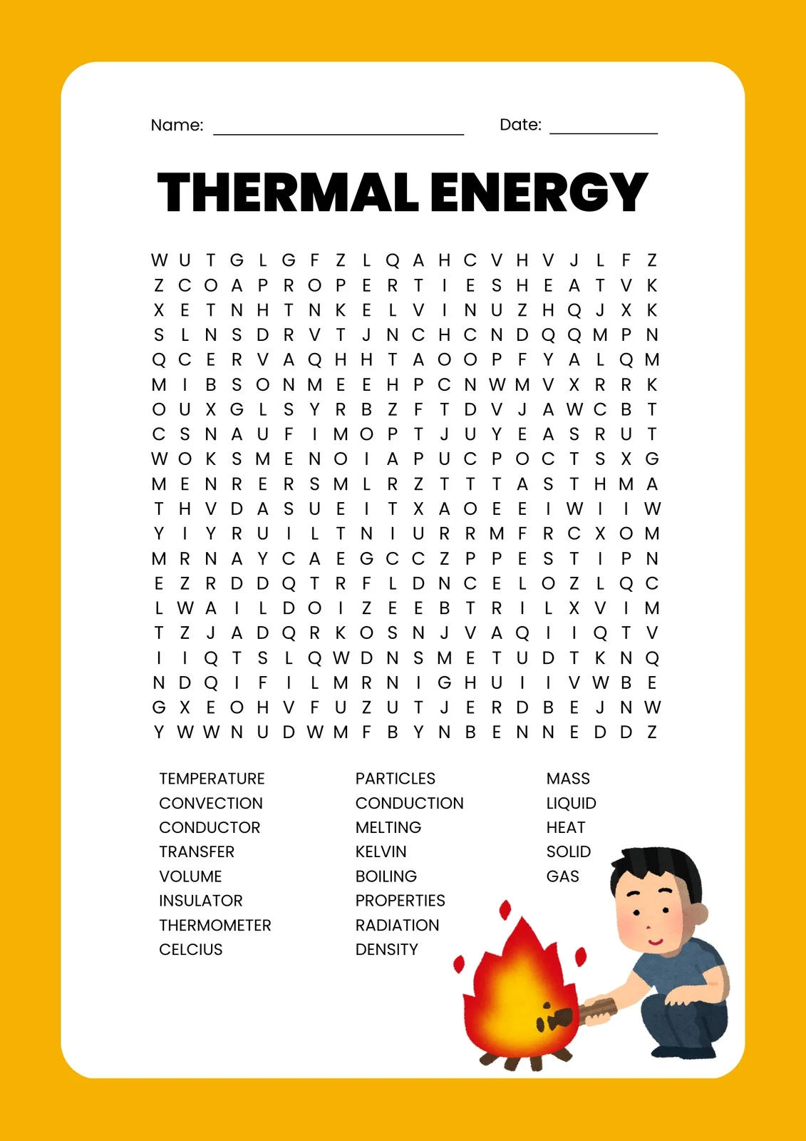 Energy Word Search puzzle worksheet for third grade students learning multiplication concepts and physics vocabulary