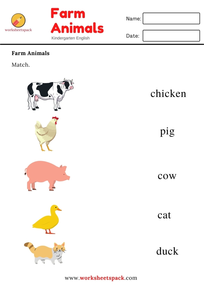 Third grade math worksheet featuring farm animals to help students practice identifying and writing fractions