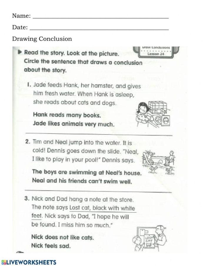 Reading for Comprehension Drawing Conclusions Worksheet Number 23 Third grade geography worksheet focusing on drawing conclusions from six short reading passages