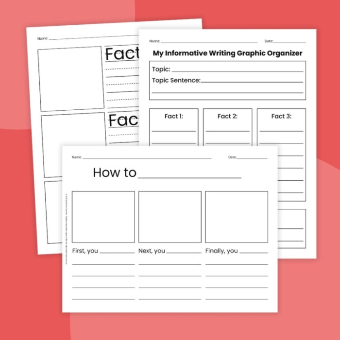 Informational Writing Graphic Organizer worksheet for third graders illustrating essay structure. Graphic organizer for young writers to outline informative essays.