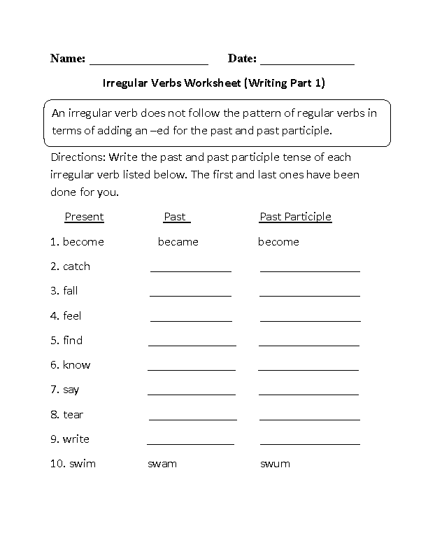 Knew It Irregular Past-Tense Verbs Worksheet 20 Life Science Practice Third grade student completing a life science themed irregular past-tense verbs worksheet