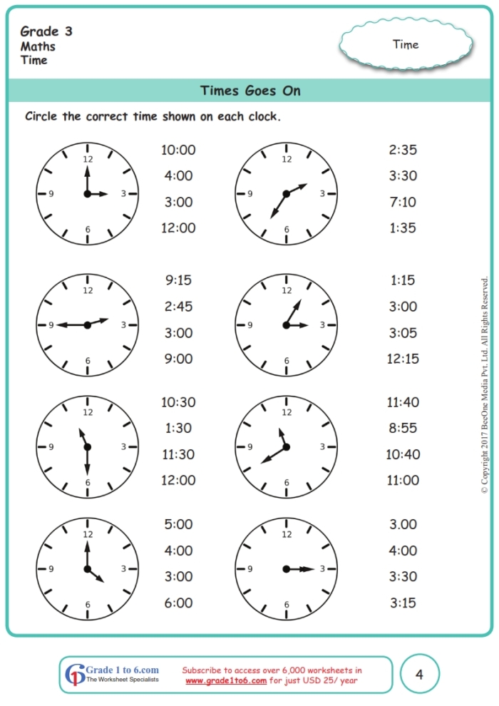 Third grade students solving library-themed word problems about time and elapsed time with decimal concepts