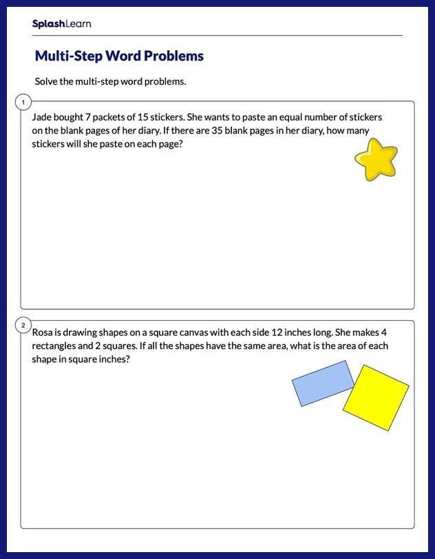 Multi-Step Subtraction and Division Problems Worksheet 12 Ocean themed third grade worksheet featuring multi-step subtraction and division math problems