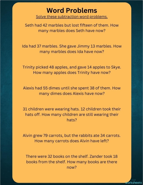 Third grade students solving word problems on a check-up worksheet with math equations and reading comprehension exercises