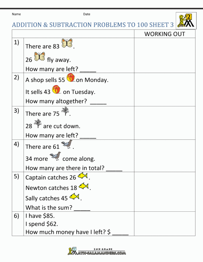 Stepping Through Addition and Subtraction Word Problems Practice Worksheet 11 Third grade students practicing multi-step addition and subtraction word problems on a printable worksheet