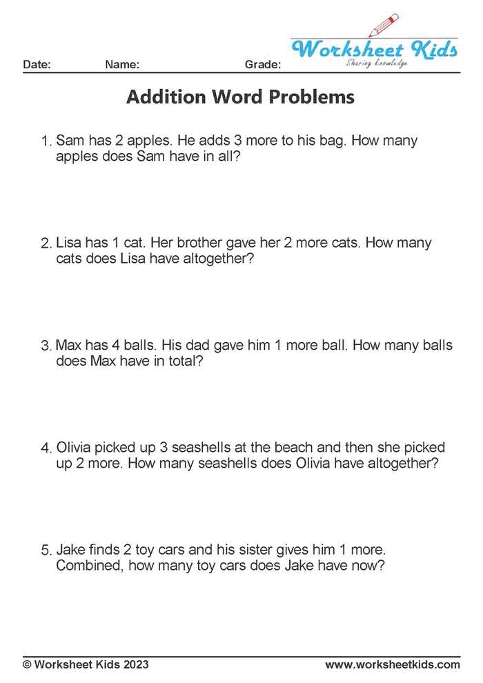 Third grade math worksheet for practicing addition and subtraction word problems