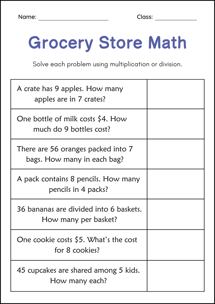 Multiplication word problems worksheet for third graders featuring money scenarios