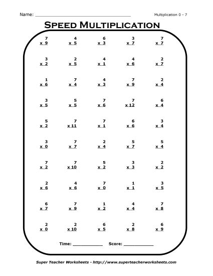 Third grade 3-Minute Math multiplication worksheet focusing on arithmetic speed for exercise 15