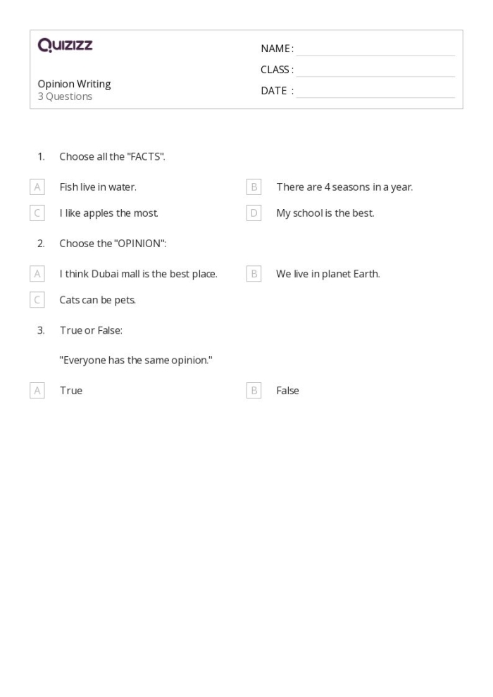 Opinion Writing Check-Up Worksheet 21 for Third Grade Science Assessment Third grade student completing an opinion writing check-up worksheet about physical science concepts