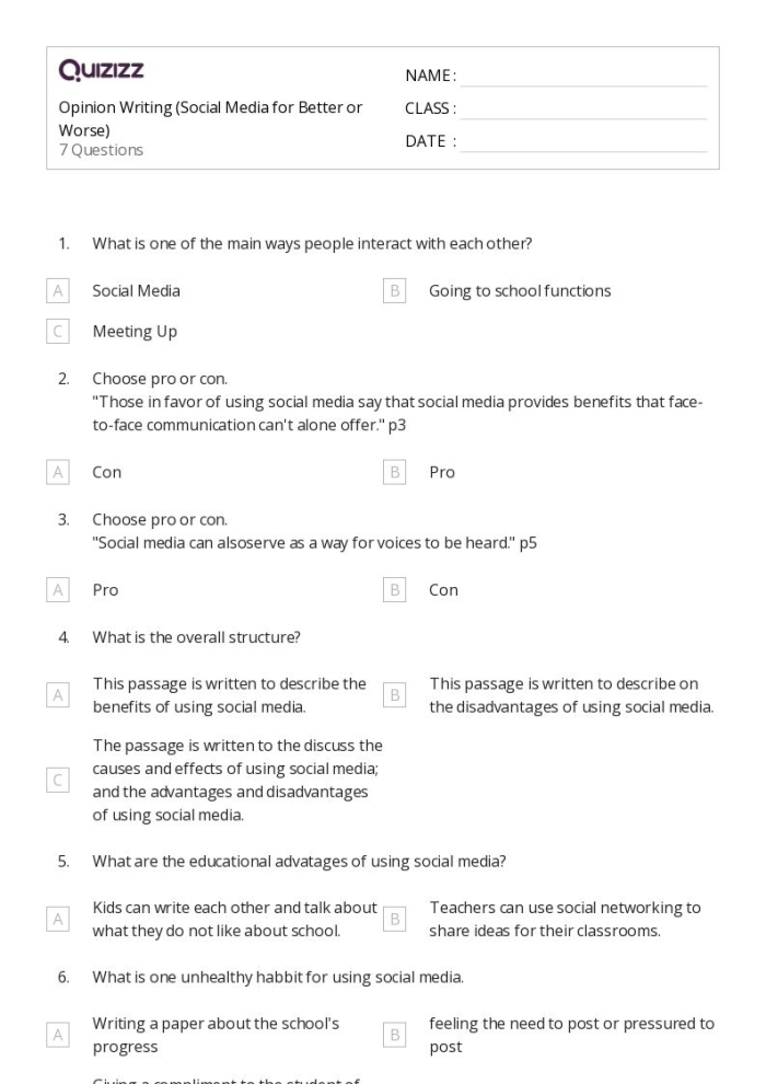 Opinion Writing Check-Up Science Worksheet for Grade 3 Students Image 9 Third grade science student filling out an opinion writing check-up worksheet