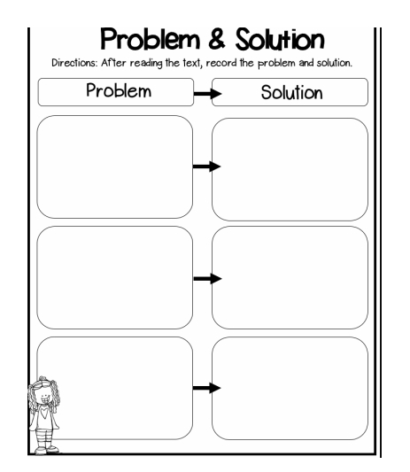 Third grade geography worksheet showing a reading comprehension exercise where students identify problems and solutions in a text passage with illustration number 24